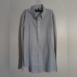 Milano Men's Light Blue and White Checked Dress Shirt